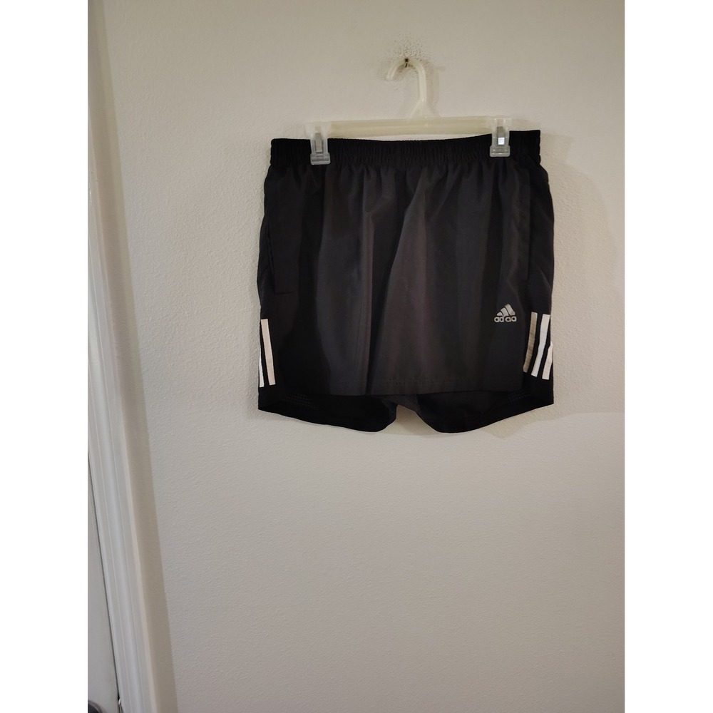 Adidas Black Running Shorts Athletic Gym Workout Size Large L Zipper Pocket